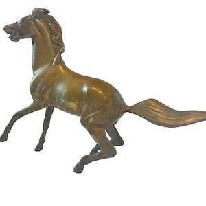 Semental de latón de mediados de siglo, escultura de caballo ~ Era de la Regencia de Hollywood ~ Figura de Mustang ~ Decoración ecuestre