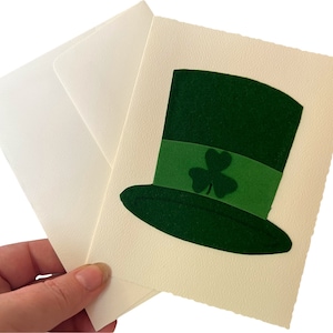 Vintage Handgemachte St. Patricks Day Card ~ Grüne Filz Leprechaun Mütze ~ Unsignierte Blanko Karte mit Original Umschlag ~ Made by Sister Antoinette