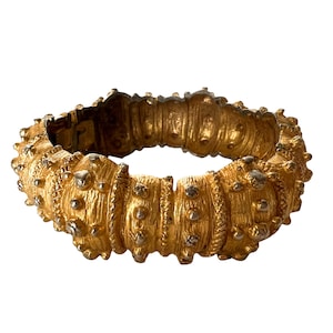 Vintage Kenneth Jay Lane Bracelet~ K.J.L Gold Plated Sea Urchin Bangle Cuff Clamper Bracelet~ Rare & Unusual Find~ Statement Couture Jewelry
