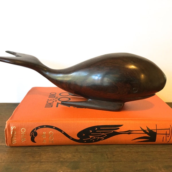 Mid Century Moby Dick Rosewood Whale Sculpture~ Maritime Folk art~ Ocean life