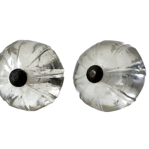 Boho Cut Glass Drawer Pulls ~ Vintage pair or Moroccan style hardware ~ Cabinet, Dresser, door pull knob ~ Boho decor ~Bronze and Glass