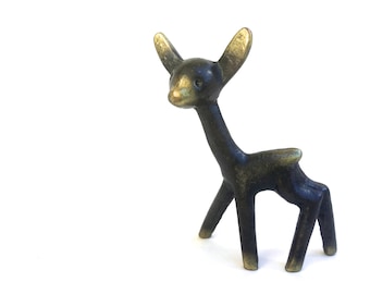 Vintage Walter Bosse Brass Deer Figurine, MCM Nursery Decor