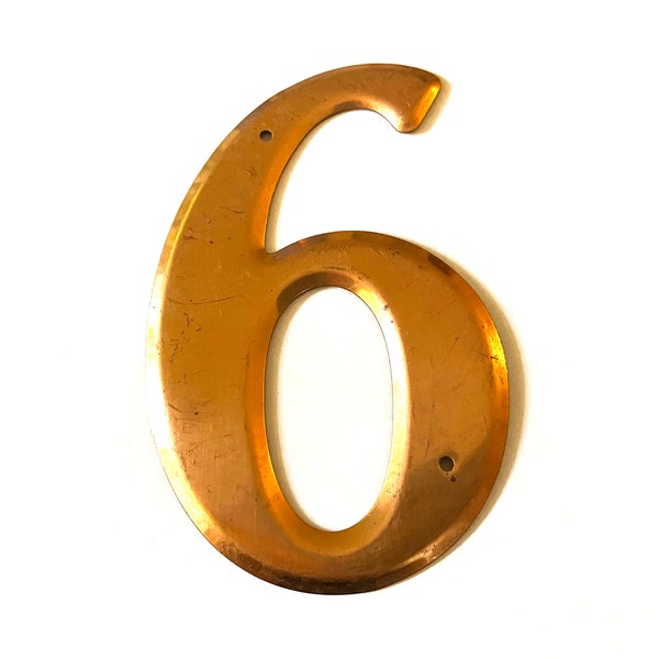 Vintage Copper House Number ~Number Six or Nine ~ Wall art vintage salvage ~ Mid Century 9 or 6