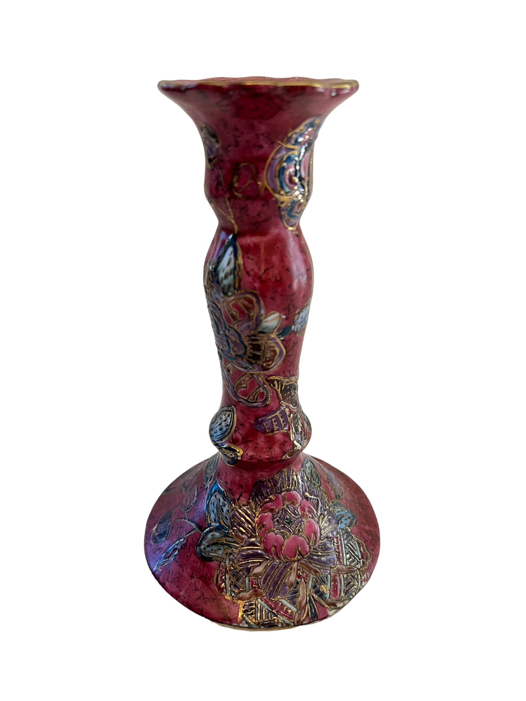 ヴィンテージ フローラル シノワズリ キャンドルホルダー ~ 手描きの