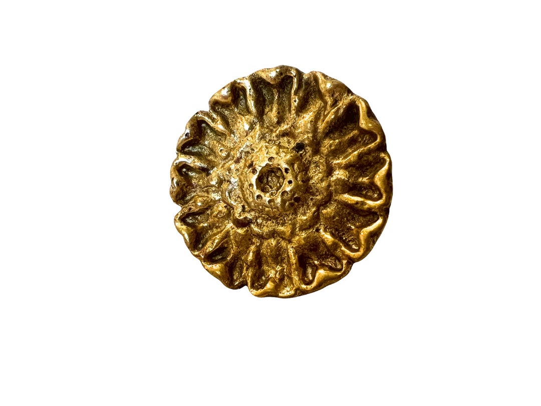 Mid Century Brass Flower Drawer Pull Solid Brass Brutalist Hollywood
