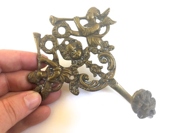 Vintage Solid Brass Cherub Wall Hook