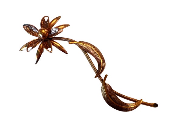 Vintage Copper Flower pin~ Daisy brooch~ Gift for the Gardener