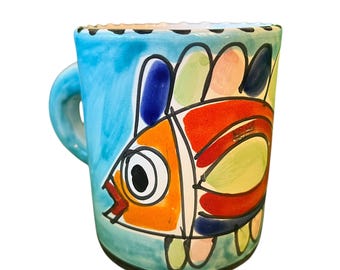 ヴィンテージイタリアンアート陶器マグカップ〜署名なしジョヴァンニ
