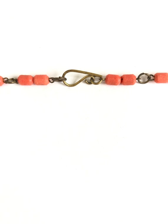 Vintage Egyptian Revival Necklace~ Coral Glass & … - image 7