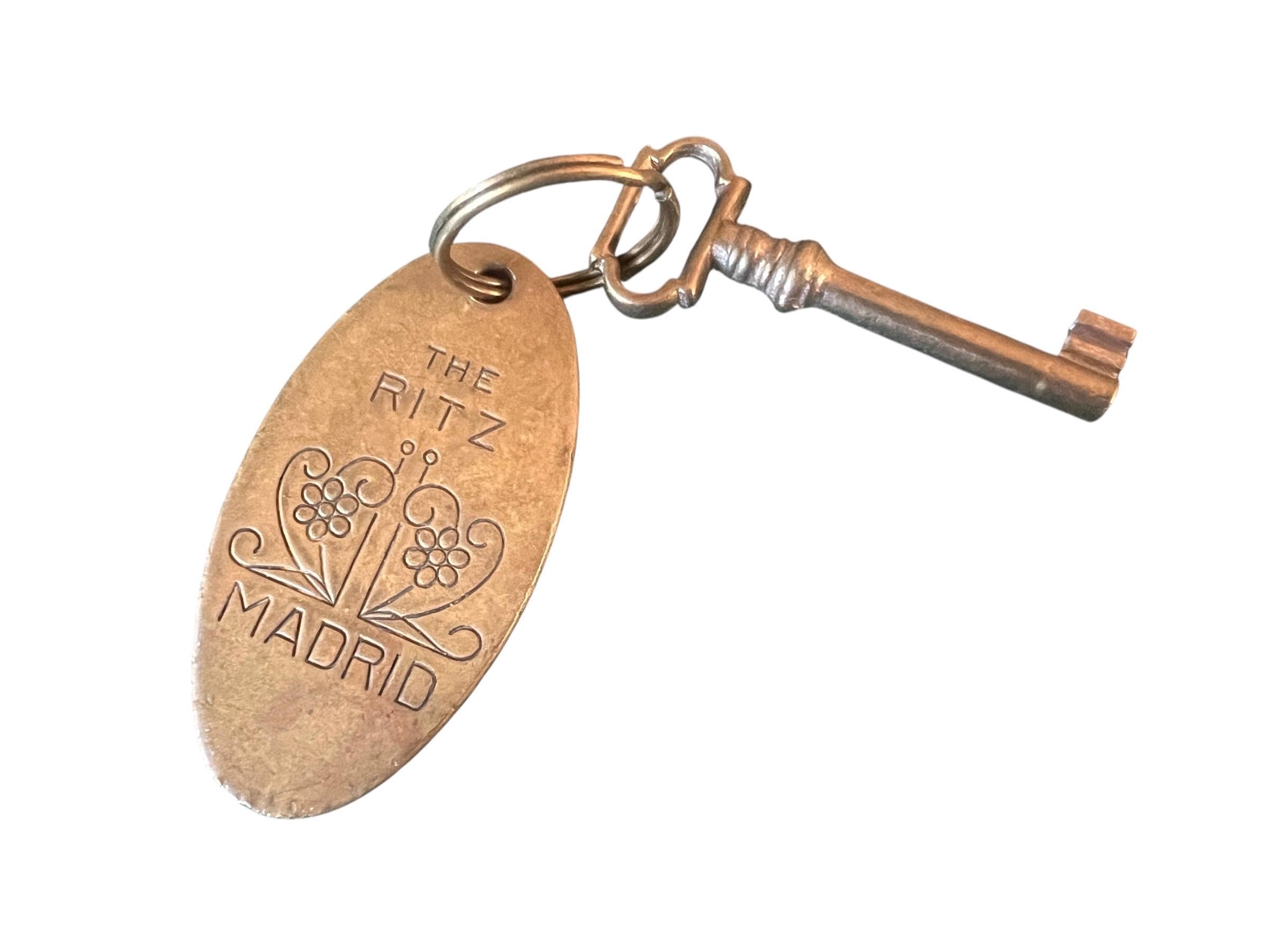 Vintage Brass Hotel Key Fob the Ritz Madrid Spain~ Ornate