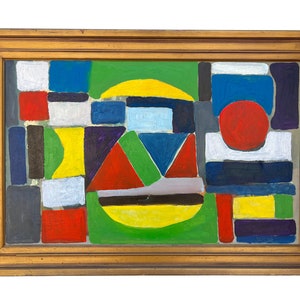 Large Mid century Abstract Oil Painting ~ Jonathan G. Taylor ~ &quot;Flags or many nations&quot;