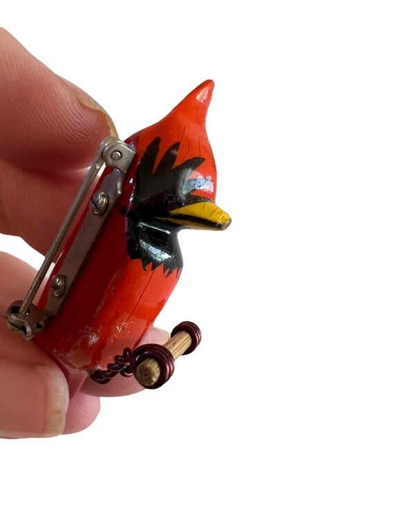 Vintage Takahashi Cardinal Bird Pin~ Sweet hand c… - image 5