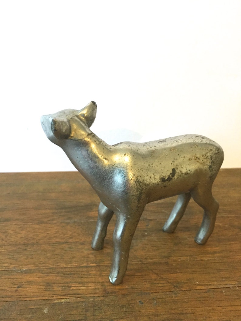 Vintage Metal Deer Figurine fawn small Paper Weight Desk Etsy