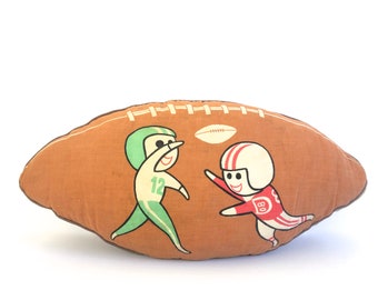 Vintage Novelty Football Pillow, Retro Sports Decor