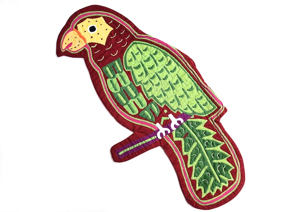 Vintage Large Mola Bird Patch~ Embroidery, Primiti