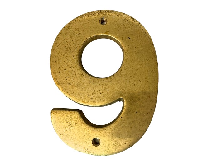 Vintage Large Brass House Number number Six or Nine Wall Art Vintage Salvage Mid Century 6 or 9
