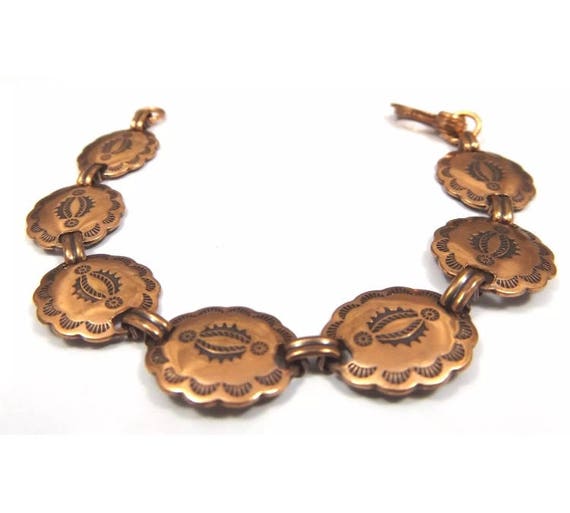 Vintage Southwestern Copper Link Bracelet~ Unique… - image 1