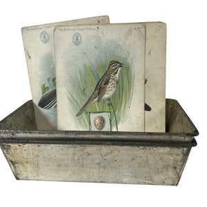 Vintage Industrial metal small loaf pan~ Bread baking Tin~ Beautiful Bakeware, Baking Supplies, Baking Trays, storage- 1950's envelope fold