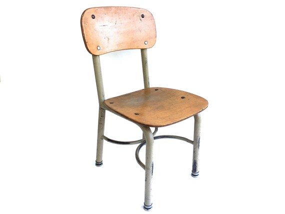 Vintage Industrial Childs Chair Small Metal Wood Classroom Etsy