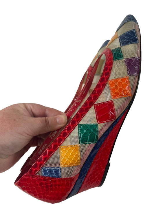 Vintage 1980's Rainbow Heels~ J. Renee Geometric … - image 2