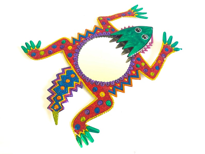 Vintage Geile Kr U00f6te Spiegel Mexikanischen Volkskunst Zinn