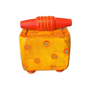 Vintage Folk Art jewelry Box~ Petite Mary Mo stash box~ Hand carved & painted wooden box~ Polka Dot~ Santa Cruz artist
