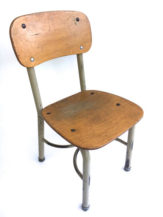 Vintage Industrial Childs Chair Small Metal Wood Classroom Etsy