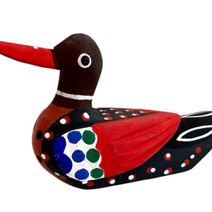 Vintage Folk art Duck ~ Unique Japanese Duck Sculpture~ Original wood carving~ Colorful quack
