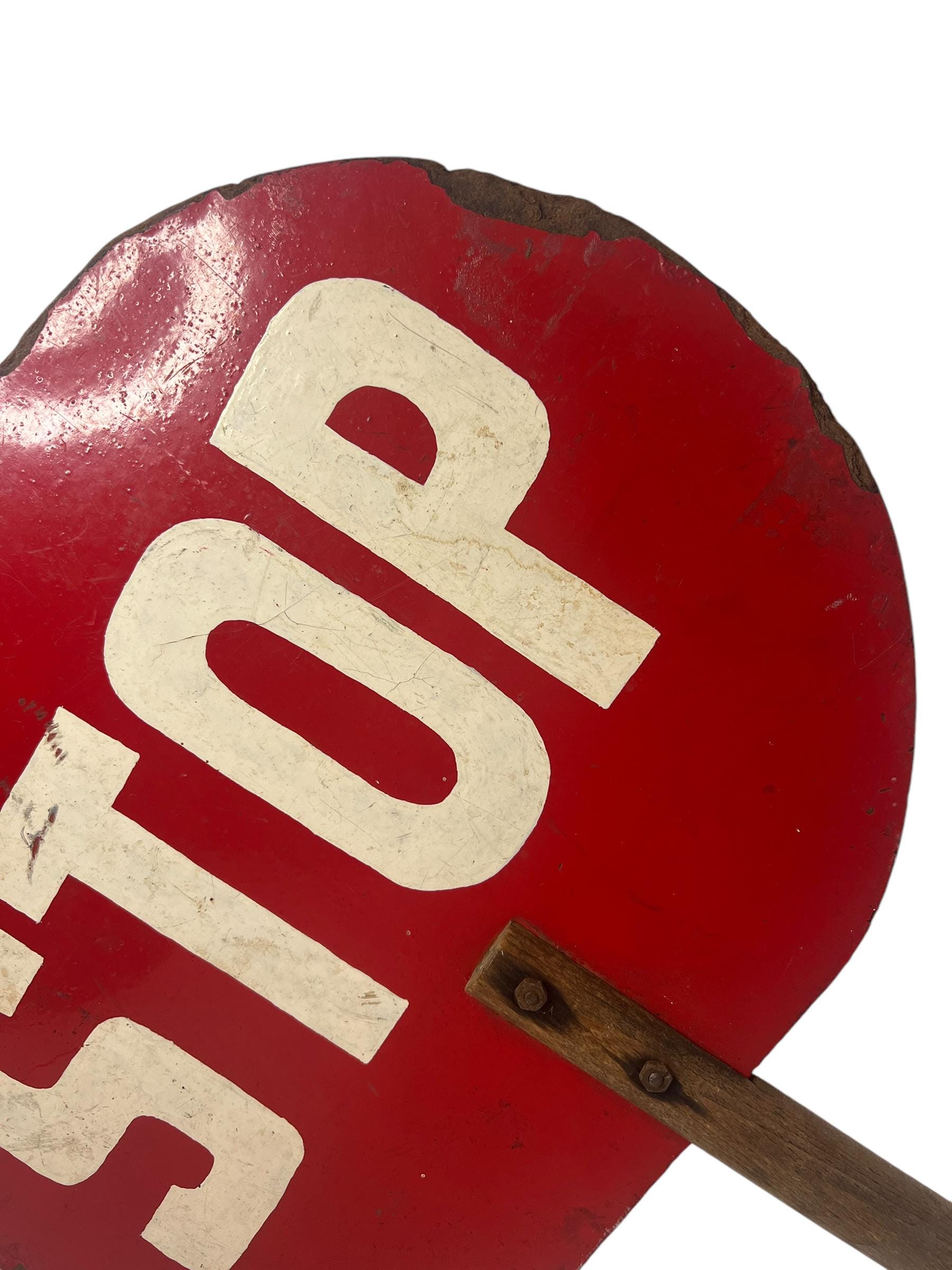 Vintage Hand Painted STOP Sign, School Crossing Guard Traffic