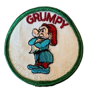 Vintage Disney Grumpy Dwarf Duck Patch ~ Officiële Walt Disney Productions Souvenir ~ Naai/strijk patch ~ Sneeuwwitje 7 Dwergen jaren 1970