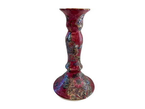 ヴィンテージ フローラル シノワズリ キャンドルホルダー ~ 手描きの