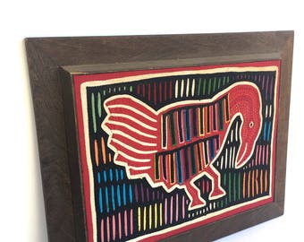 ヴィンテージ額装クナ・モラ織物アート、手縫いの鳥の刺繍 - Etsy 日本