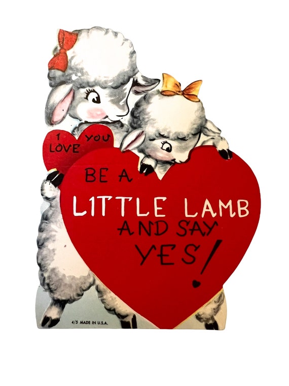 Vintage Lamb Valentines Day Card ~