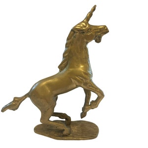 Vintage Brass Unicorn Sculpture ~ Mythical Fantasy Figurine ~ Equestrian / Kids room decor