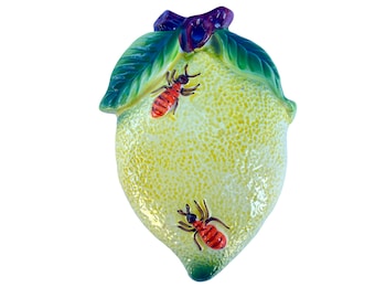 Vintage Ceramic Lemon Wall Hanging ~ Retro kitchen decor~ Fruit