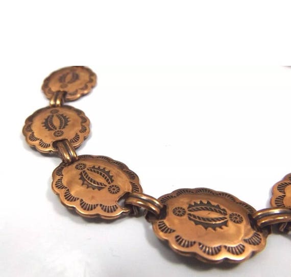 Vintage Southwestern Copper Link Bracelet~ Unique… - image 2