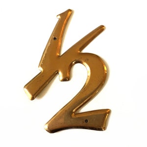 Vintage Copper House Number ~ Half Number~ Wall art vintage salvage ~ Mid Century 1/2