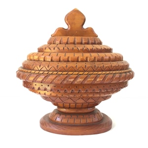 Vintage Hand carved Jewelry Box~ Large Folk Art Jewelry Box~ One of a kind ~ Wooden original studio craft art piece~ Decorative storage