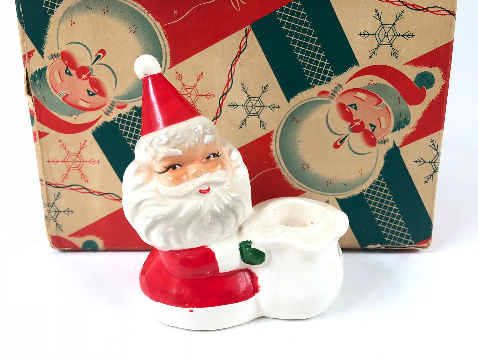Vintage Santa Candle Holder 60's Holiday Christmas Etsy