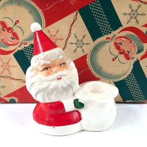 Vintage Santa Candle Holder ~ 60&#39;s Holiday~ Christmas Decor~ Made in Japan