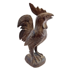 Vintage Folk Art Rooster~ Hand Carved Wooded Chicken Sculpture ~ Whimsical Wood Carving~ Country Farmhouse decor