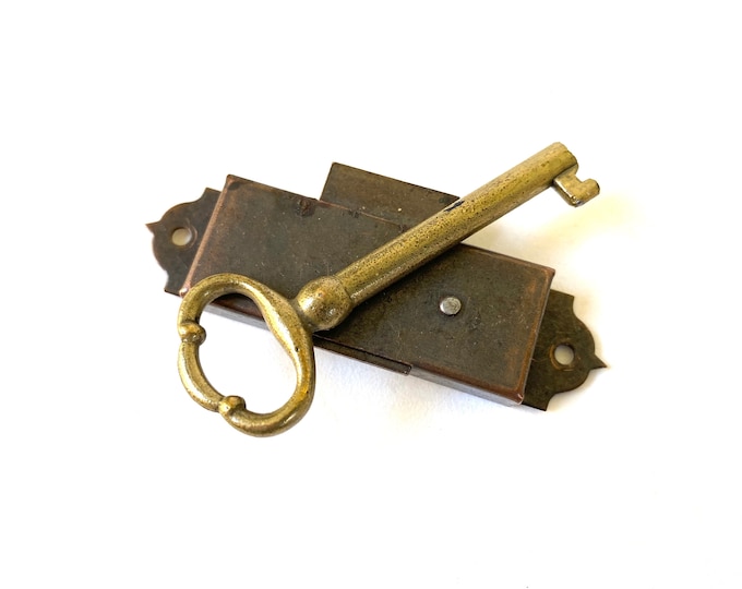 Vintage Lock W/ Key Works W/ Original Key Copper Lock & Brass Key Small Industrial Metal