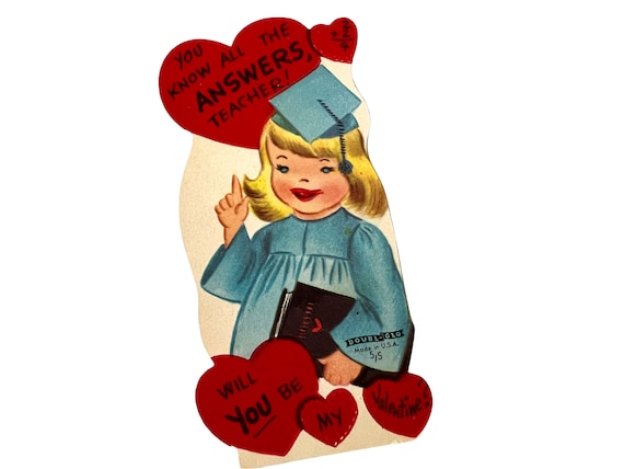 Vintage Teacher Valentines Day Card you Know All the Answers, Teacher  1950's Die Cut Unused Card Graduation Day Valentine -  Canada