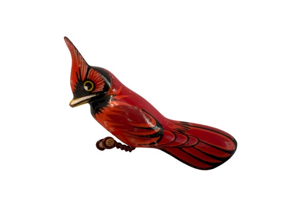 Vintage Takahashi Cardinal Bird Pin~ Sweet hand c… - image 9