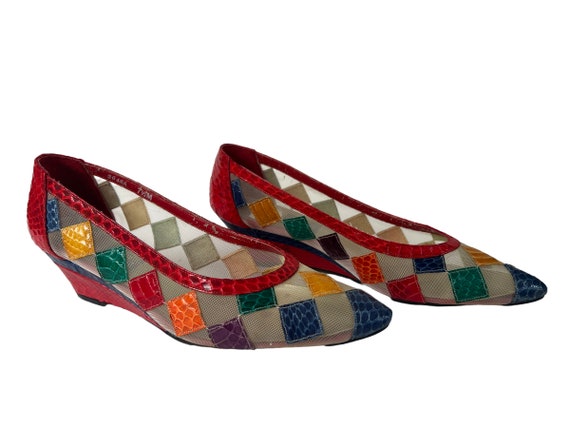 Vintage 1980's Rainbow Heels~ J. Renee Geometric … - image 5