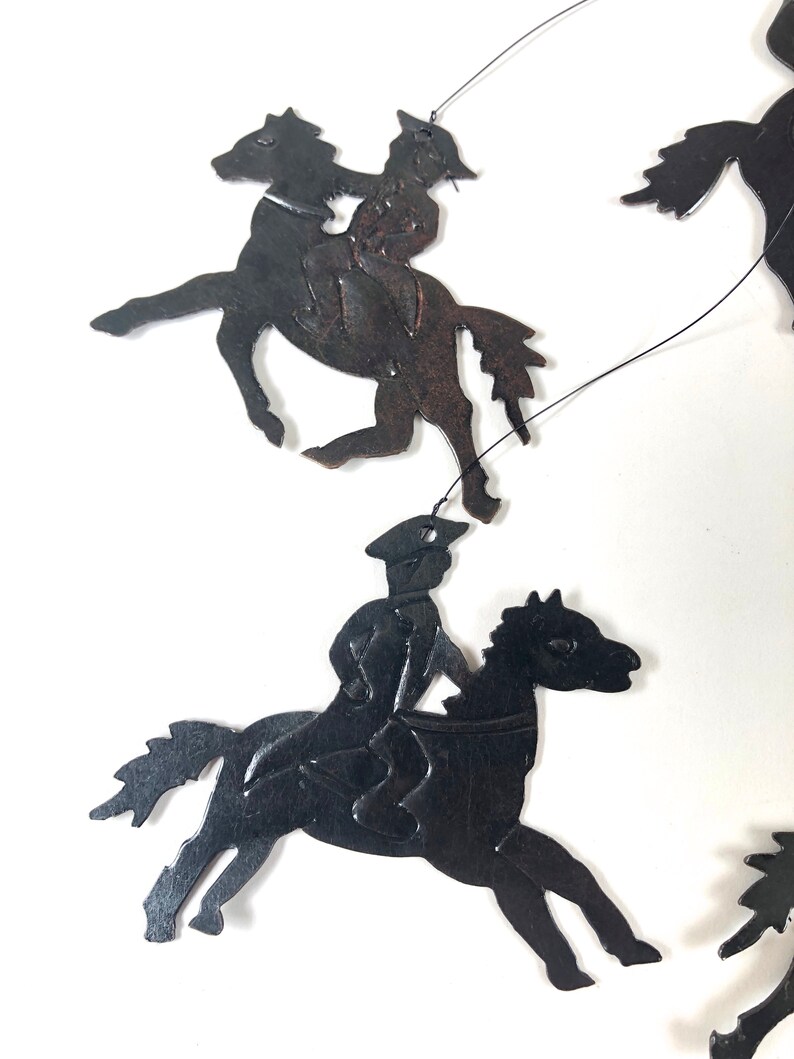 Vintage Horse Wind Chime~ Horseshoe /& Cowboy~ Lucky Metal Horse Chimes~ New Old Stock
