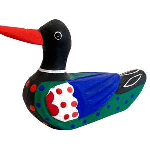 Vintage Folk art Duck ~ Unique Japanese Duck Sculpture~ Original wood carving~ Colorful quack