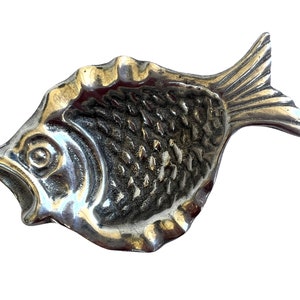 Vintage Fish Ring Dish~ Aluminum Ashtray, business card holder, catch all, soap or jewelry dish ~ Boho Beach decor