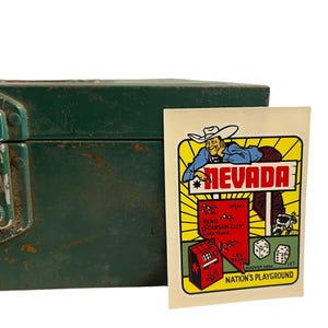 Vintage Nevada State label~ Car Sticker Water Transfer Window Decal ~ Travel Souvenir~ Las Vegas