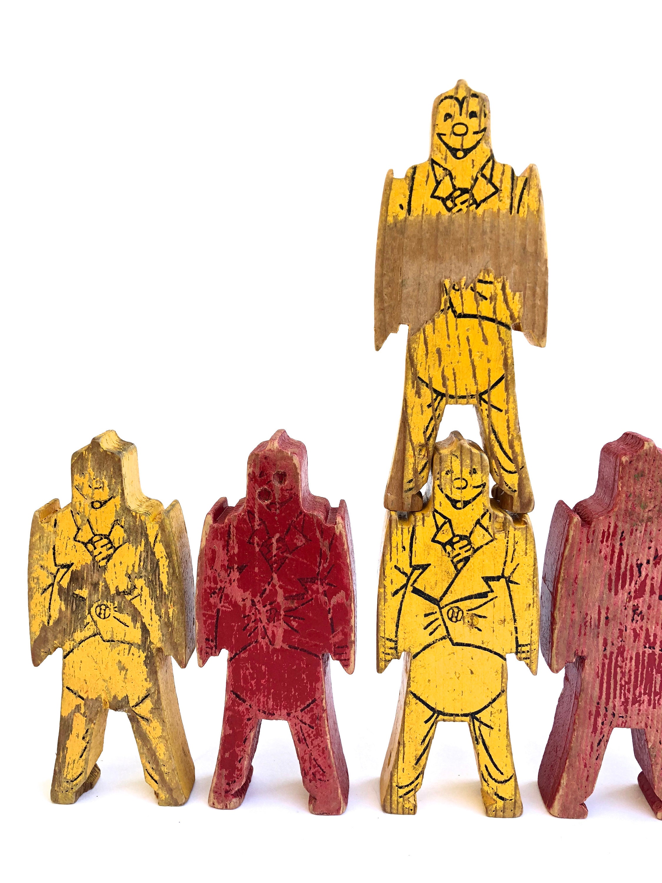 Vintage Stacking Clown Blocks 6 Wooden Toy Blocks Bill Ding Etsy